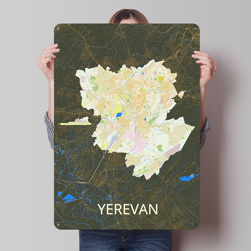 Custom Map Poster - Mapa miasta Erevana, blaszany plakat, personalizowana