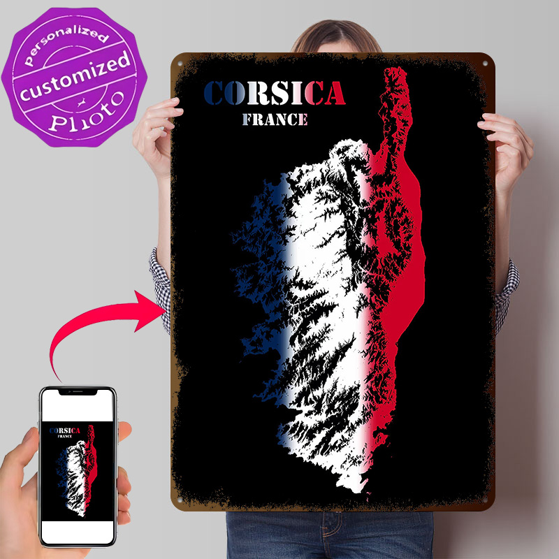 Custom Map Poster - Mapa Korsyki Francja z konturowym reliefem