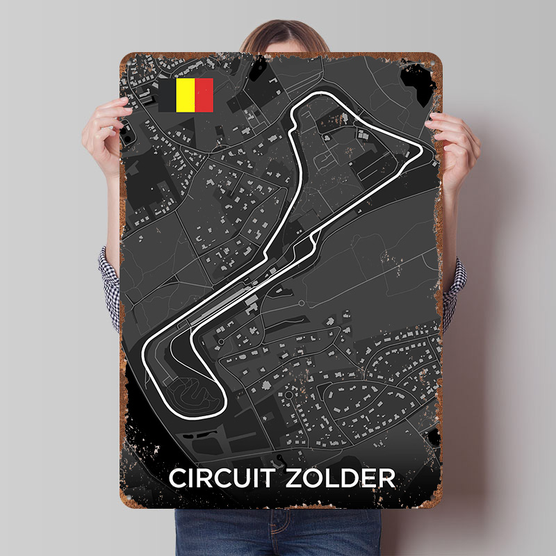 Custom Map Poster - Mapa trasy obwodu elektrycznego, metalowy plakat,