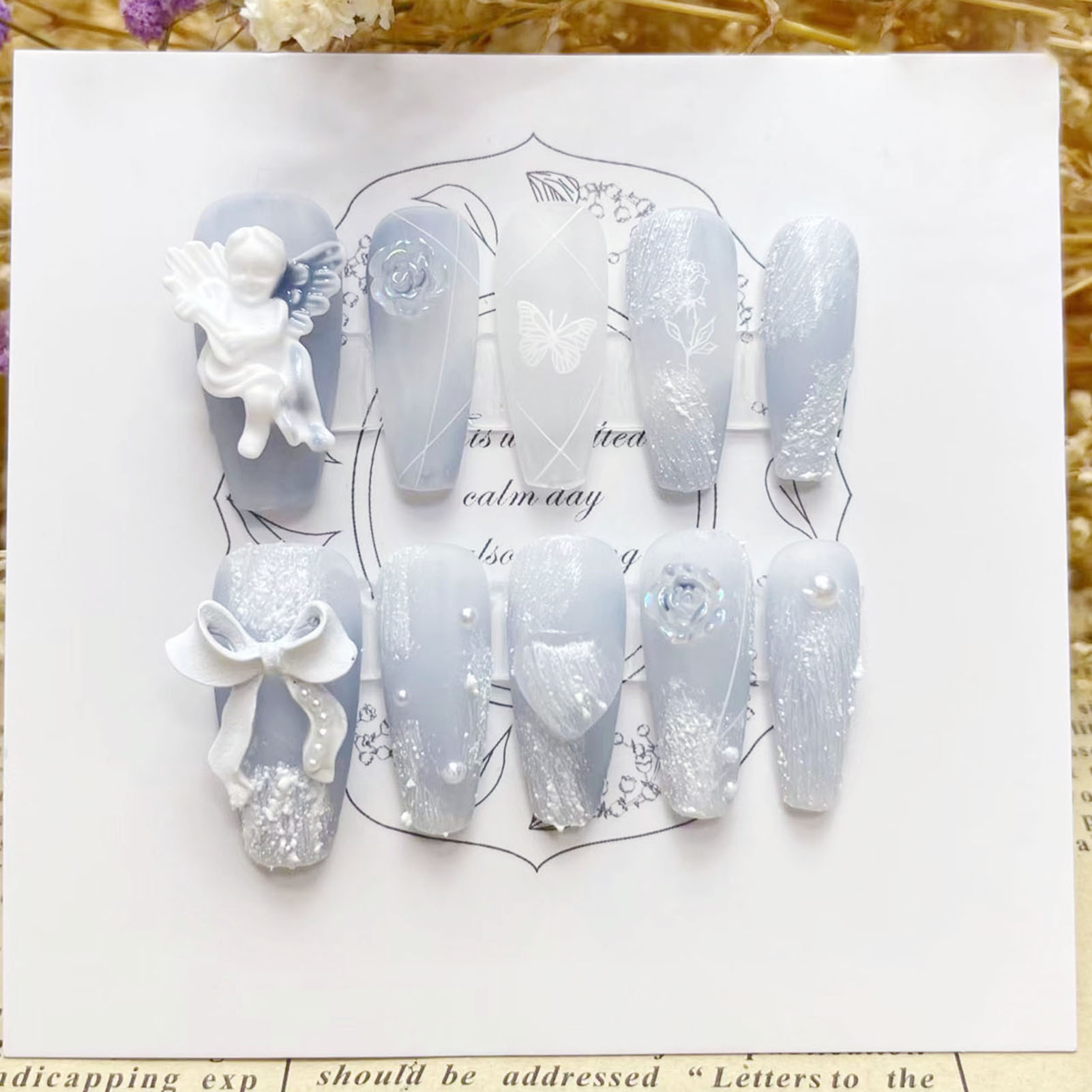 3D tynk anioł sztuczne paznokc – Pressed Flower Art recenzja i cena