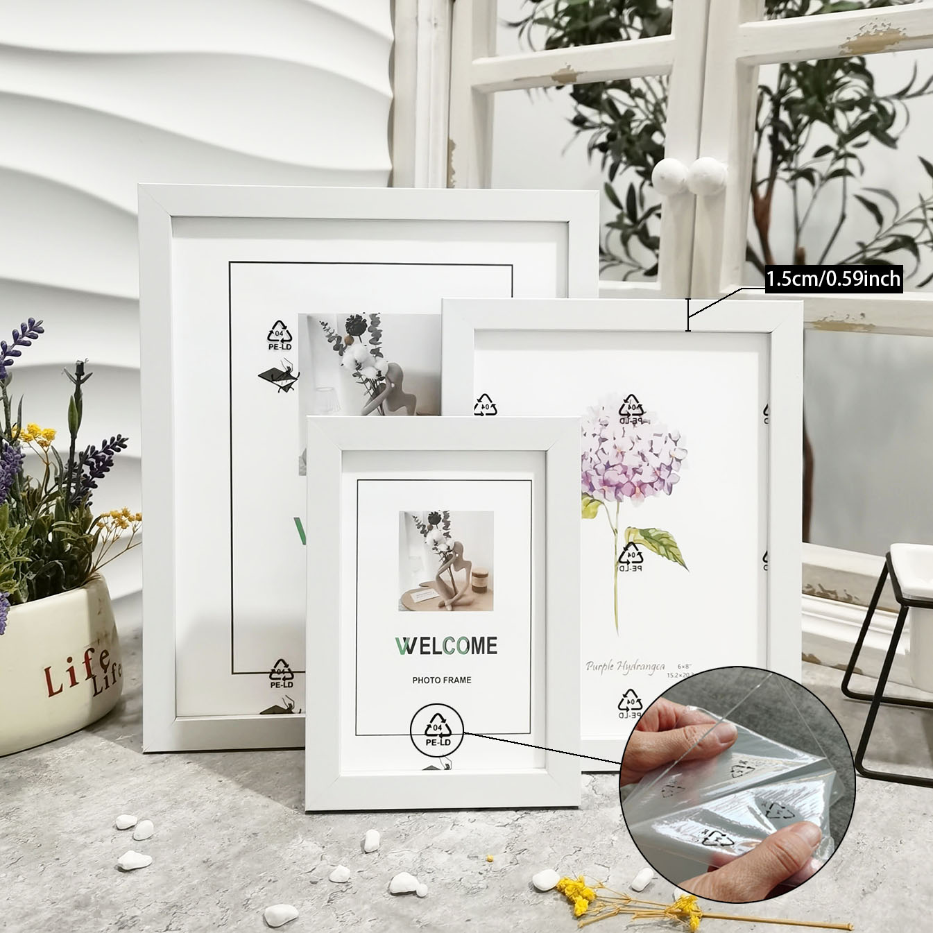 Zestaw 4 drewnianych ram na zd – Engraved Wood Frame recenzja i cena