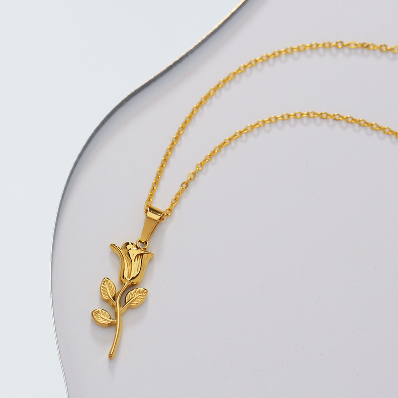 316 stal nierdzewna moda róża  – Birth Flower Necklace recenzja i cena