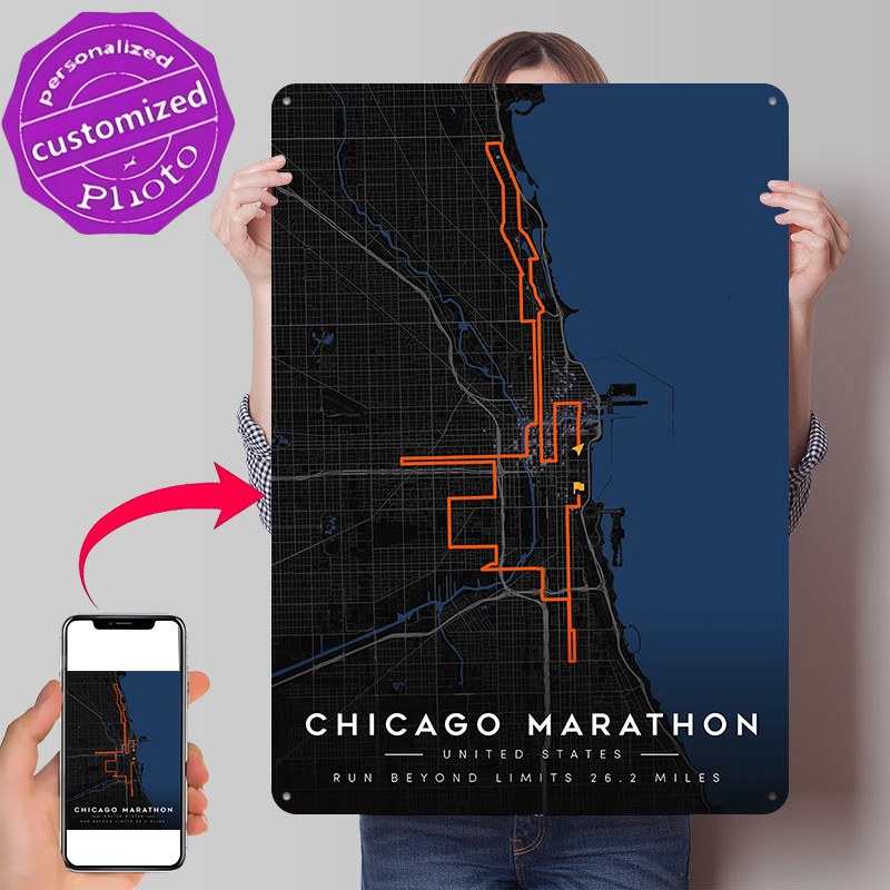 Mapa trasy Maratonu w Chicago, – Custom Map Poster recenzja i cena